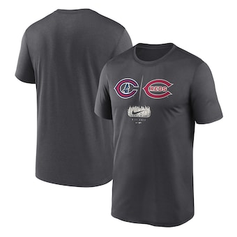 Men's Chicago Cubs vs. Cincinnati Reds Nike Charcoal 2022 Field of Dreams Destination Matchup T-Shirt