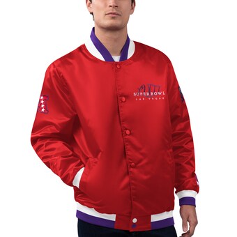 Men's Super Bowl LVIII Starter x MSX by Michael Strahan Red The Fountain Full-Snap Satin Jacket