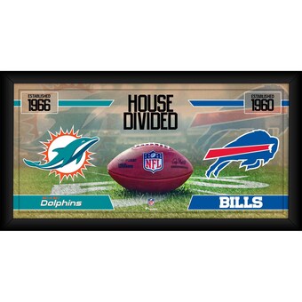 Miami Dolphins vs. Buffalo Bills Fanatics Authentic Framed 10" x 20" House Divided Football Collage