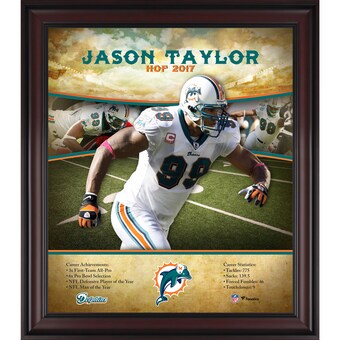 Miami Dolphins Jason Taylor Fanatics Authentic Framed 15" x 17" Hall of Fame Career Profile