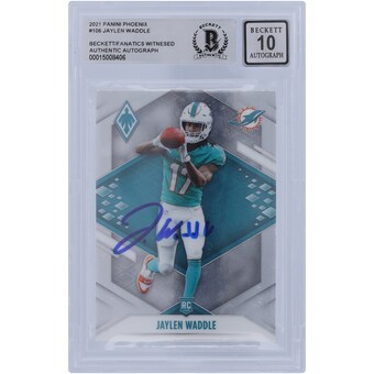 Jaylen Waddle Miami Dolphins Autographed 2021 Panini Phoenix #106 Beckett Fanatics Witnessed Authenticated 10 Rookie Card