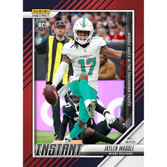 Miami Dolphins Jaylen Waddle Fanatics Exclusive Parallel Panini Instant NFL Week 6 Two Touchdowns Single Rookie rading Card - Limited Edition of 99