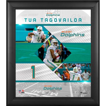 Miami Dolphins Tua Tagovailoa Fanatics Authentic Framed 15" x 17" Stitched Stars Collage