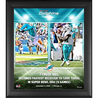 Miami Dolphins Tyreek Hill Fanatics Authentic Framed 15" x 17" Fastest Wide Receiver to 1,000 Yards Collage