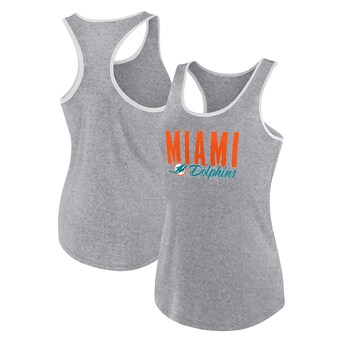 Women's Miami Dolphins Fanatics Heather Gray Plus Size Fuel Tank Top