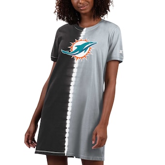 Women's Miami Dolphins Starter Black Ace Tie-Dye T-Shirt Dress