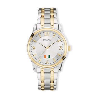 Bulova Silver/Gold Miami Hurricanes Classic Two-Tone Round Watch