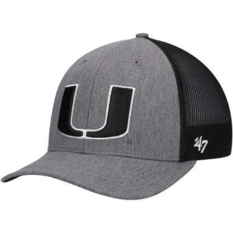 Men's '47 Charcoal Miami Hurricanes Carbon Trucker Adjustable Hat