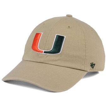 Men's '47 Khaki Miami Hurricanes Vintage Clean Up Adjustable Hat