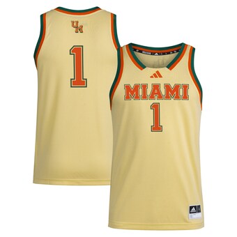 Men's adidas #1 Yellow Miami Hurricanes Swingman Jersey