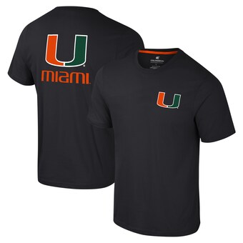 Men's Colosseum Black Miami Hurricanes Logo Lockup 2-Hit Active Blend T-Shirt