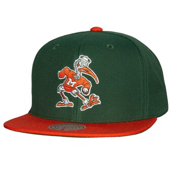 Men's Mitchell & Ness Green/Orange Miami Hurricanes 2-Tone 2.0 Snapback Hat