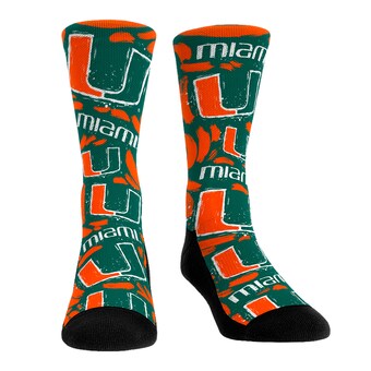 Unisex Rock Em Socks Miami Hurricanes Allover Logo & Paint Crew Socks