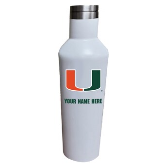 White Miami Hurricanes 17oz. Personalized Infinity Stainless Steel Water Bottle