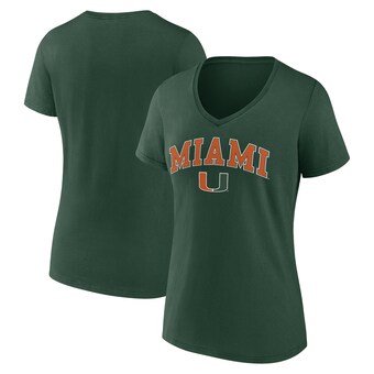 Women's Fanatics Green Miami Hurricanes Evergreen Campus V-Neck T-Shirt