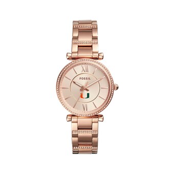 Women's Fossil  Gold Miami Hurricanes Carlie Rose Stainless Steel Watch