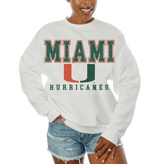 Women's Gameday Couture  White Miami Hurricanes Freestyle Fleece Pullover Sweatshirt