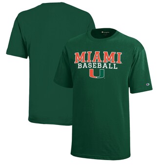 Youth Champion  Green Miami Hurricanes Stacked Logo Baseball T-Shirt