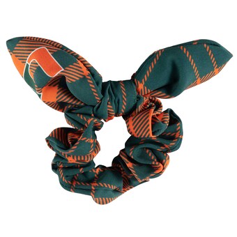 ZooZatz Miami Hurricanes Plaid Scrunchie with Bow