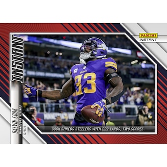 Minnesota Vikings Dalvin Cook Fanatics Exclusive Parallel Panini Instant NFL Week 14 Cook Shreds Steelers with 222 Yards, Two Scores Single Trading Card - Limited Edition of 99