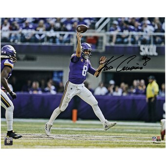 Kirk Cousins Minnesota Vikings Autographed Fanatics Authentic 16" x 20" Purple Throw on the Run Photograph