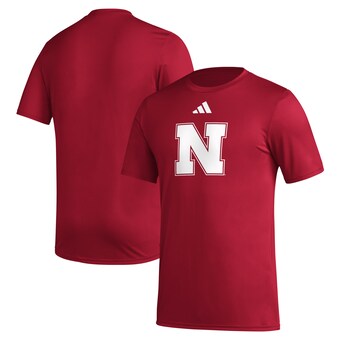 adidas Nebraska Huskers Scarlet Primary Locker Logo Pre-Game AEROREADY T-Shirt