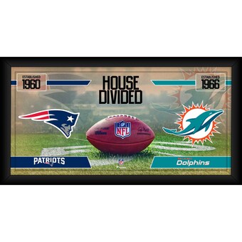 New England Patriots vs. Miami Dolphins Fanatics Authentic Framed 10" x 20" House Divided Football Collage