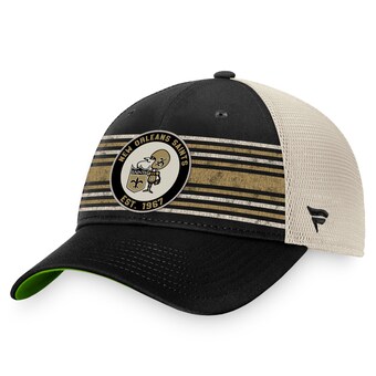 Men's New Orleans Saints Fanatics Black/Natural True Classic Circle Striped Trucker Snapback Hat