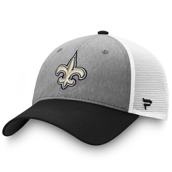 Men's New Orleans Saints Fanatics Heathered Gray/Black Tri-Tone Trucker Snapback Hat