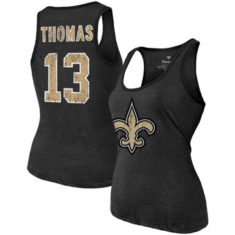 Women's New Orleans Saints Michael Thomas Fanatics Heathered Black Name & Number Tri-Blend Tank Top