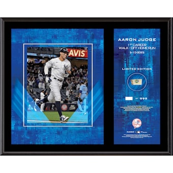 Aaron Judge New York Yankees 12'' x 15'' 1st Career Walk-Off Home Run Sublimated Plaque with a Piece of Game-Used Baseball