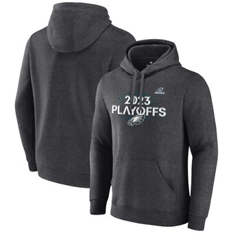 Men's Philadelphia Eagles  Fanatics Heather Charcoal 2023 NFL Playoffs Fleece Pullover Hoodie