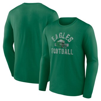 Men's Philadelphia Eagles Fanatics Kelly Green Gridiron Classics Retro Block Long Sleeve T-Shirt