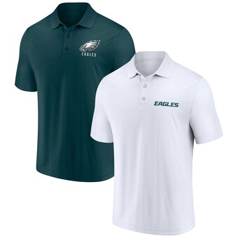 Men's Philadelphia Eagles Fanatics White/Midnight Green Lockup Two-Pack Polo Set