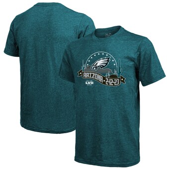 Men's Philadelphia Eagles Majestic Threads Midnight Green Super Bowl LVII Tri-Blend Desert T-Shirt