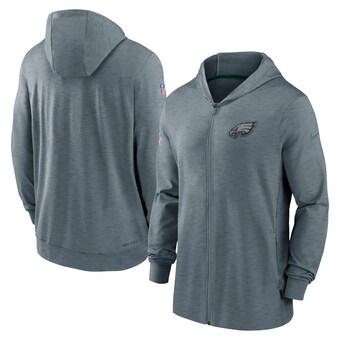 Men's Philadelphia Eagles Nike Heather Gray Sideline Team Pop Full-Zip Hoodie Jacket