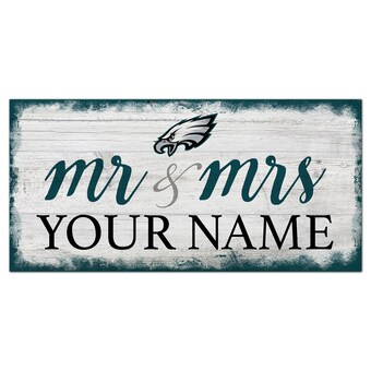 Philadelphia Eagles 6" x 12" Personalized Mr. & Mrs. Script Sign