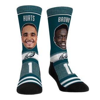 Philadelphia Eagles Jalen Hurts & A.J. Brown Rock Em Socks Player Teammates Crew Socks