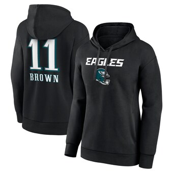 Women's Philadelphia Eagles A.J. Brown Fanatics Black Wordmark Player Name & Number Pullover Hoodie