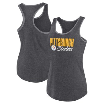 Women's Pittsburgh Steelers Fanatics Heather Black Plus Size Fuel Tank Top