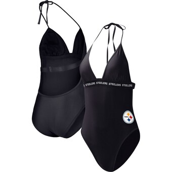 Women's Pittsburgh Steelers G-III 4Her by Carl Banks Black Full Count One-Piece Swimsuit