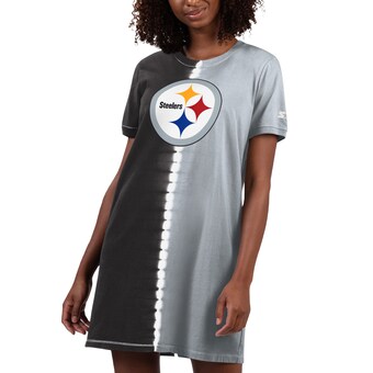 Women's Pittsburgh Steelers Starter Black Ace Tie-Dye T-Shirt Dress