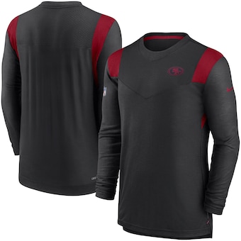 Men's San Francisco 49ers Nike Black Sideline Tonal Logo Performance Player Long Sleeve T-Shirt