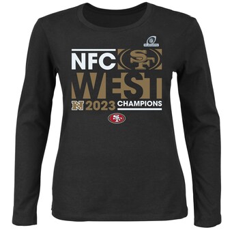 Women's San Francisco 49ers  Fanatics Black 2023 NFC West Division Champions Plus Size Conquer Long Sleeve Scoop Neck T-Shirt