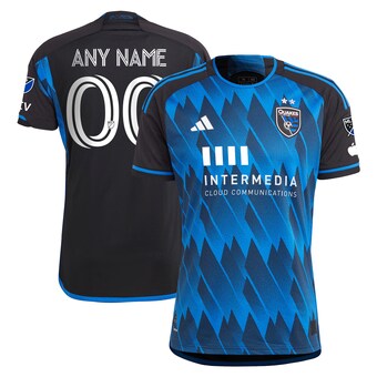 Men's San Jose Earthquakes adidas Blue 2023 Active Fault Jersey Authentic Custom Jersey