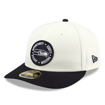 Men's Seattle Seahawks New Era Cream/Black 2022 Inspire Change  59FIFTY Low Profile Fitted Hat  