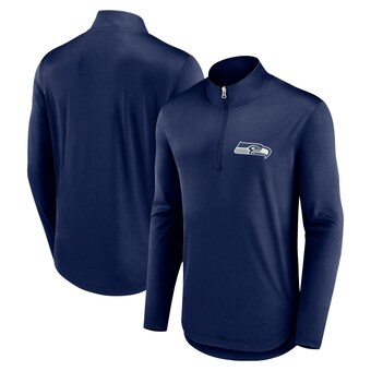 Men's Seattle Seahawks Fanatics College Navy Quarterback Quarter-Zip Top