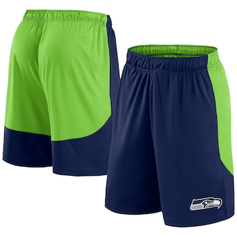 Men's Seattle Seahawks Fanatics College Navy/Neon Green Go Hard Shorts