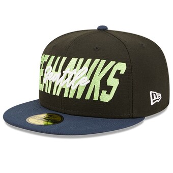 Men's Seattle Seahawks New Era Black/Navy 2022 NFL Draft On Stage 59FIFTY Fitted Hat