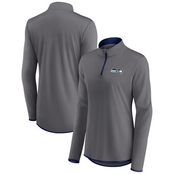 Women's Seattle Seahawks  Fanatics Gray Corner Long Sleeve 1/4 Zip Top